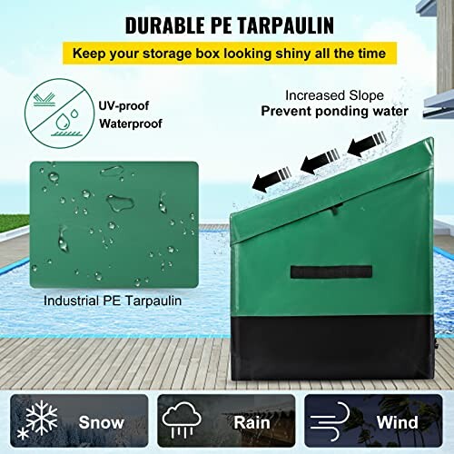 Durable PE tarpaulin cover with UV-proof and waterproof features, preventing ponding water near pool.