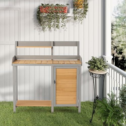 Wooden Potting Bench Table with Sink